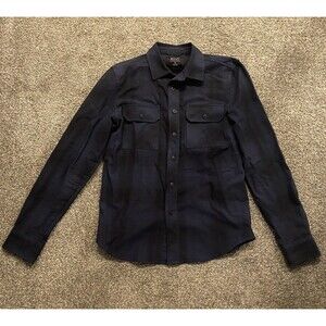 BYLT Shirt Mens Small Blue Plaid Shacket Trestles Flannel Heavy Button Up